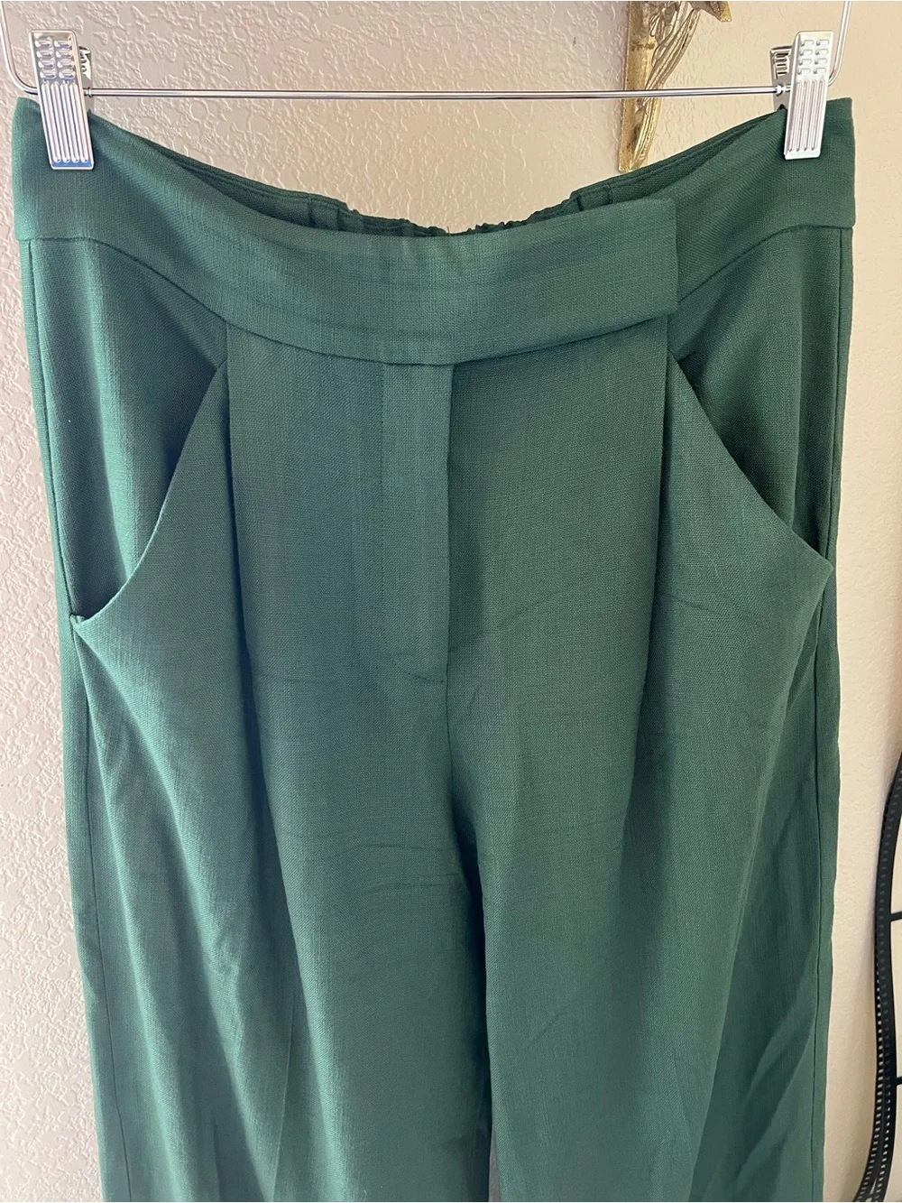 Veronica Beard Marbeau Wide-Leg High-Rise Pants in Forest